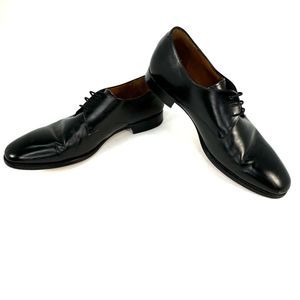 Jack Erwin Black Leather Oxfords Dress Shoes Made in Spain Men's 10.5D US